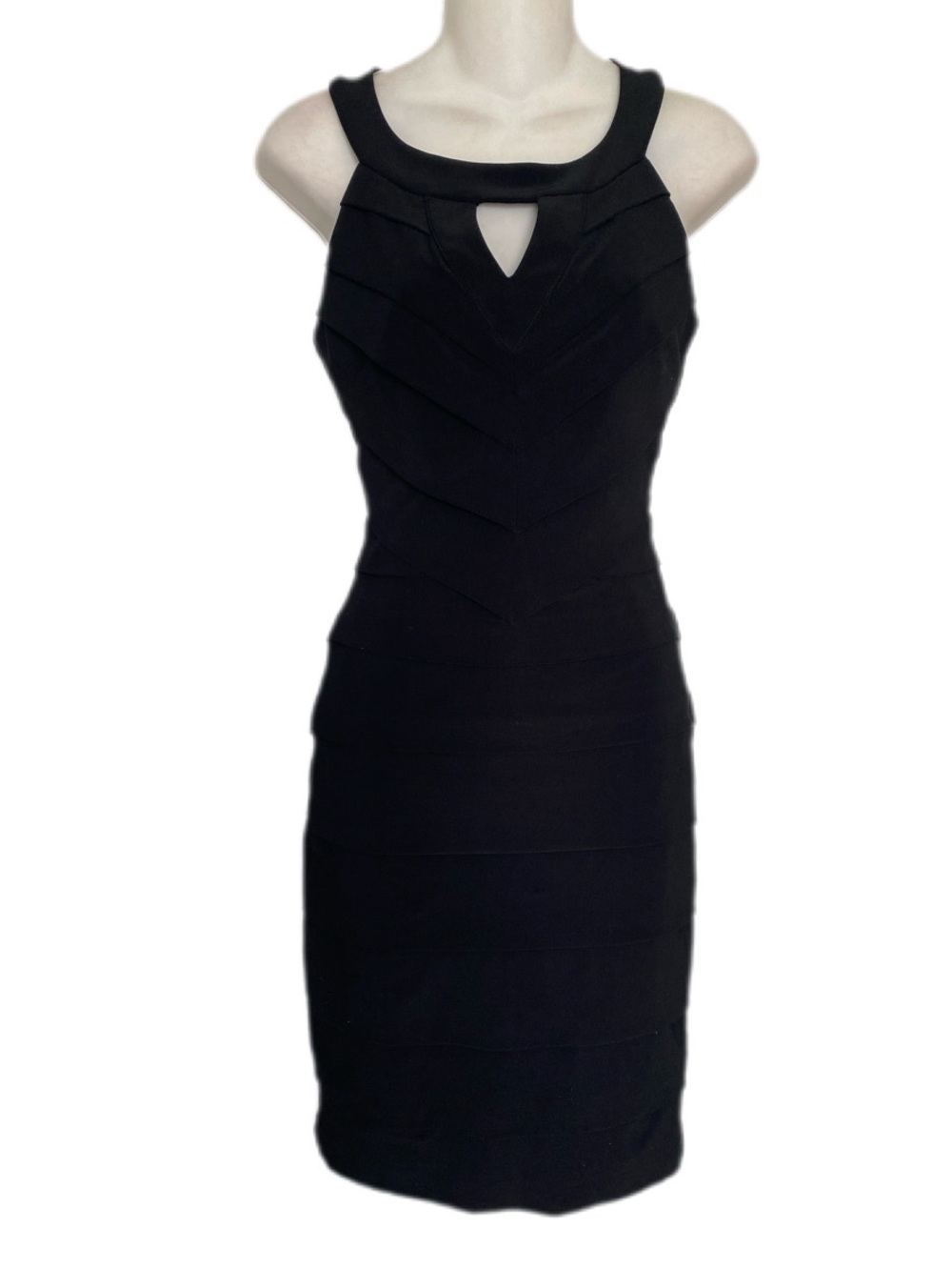 White House Black Market Black Sleeveless Bandage Sheath Dress with Keyhole 2